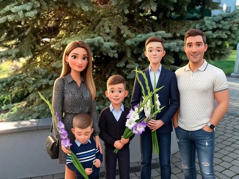 The whole family on the first day of school