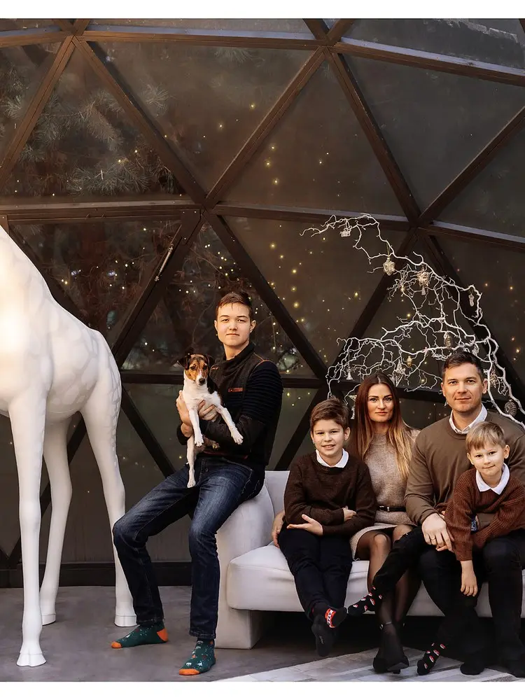 The Jovaišas family photographed together at Christmas